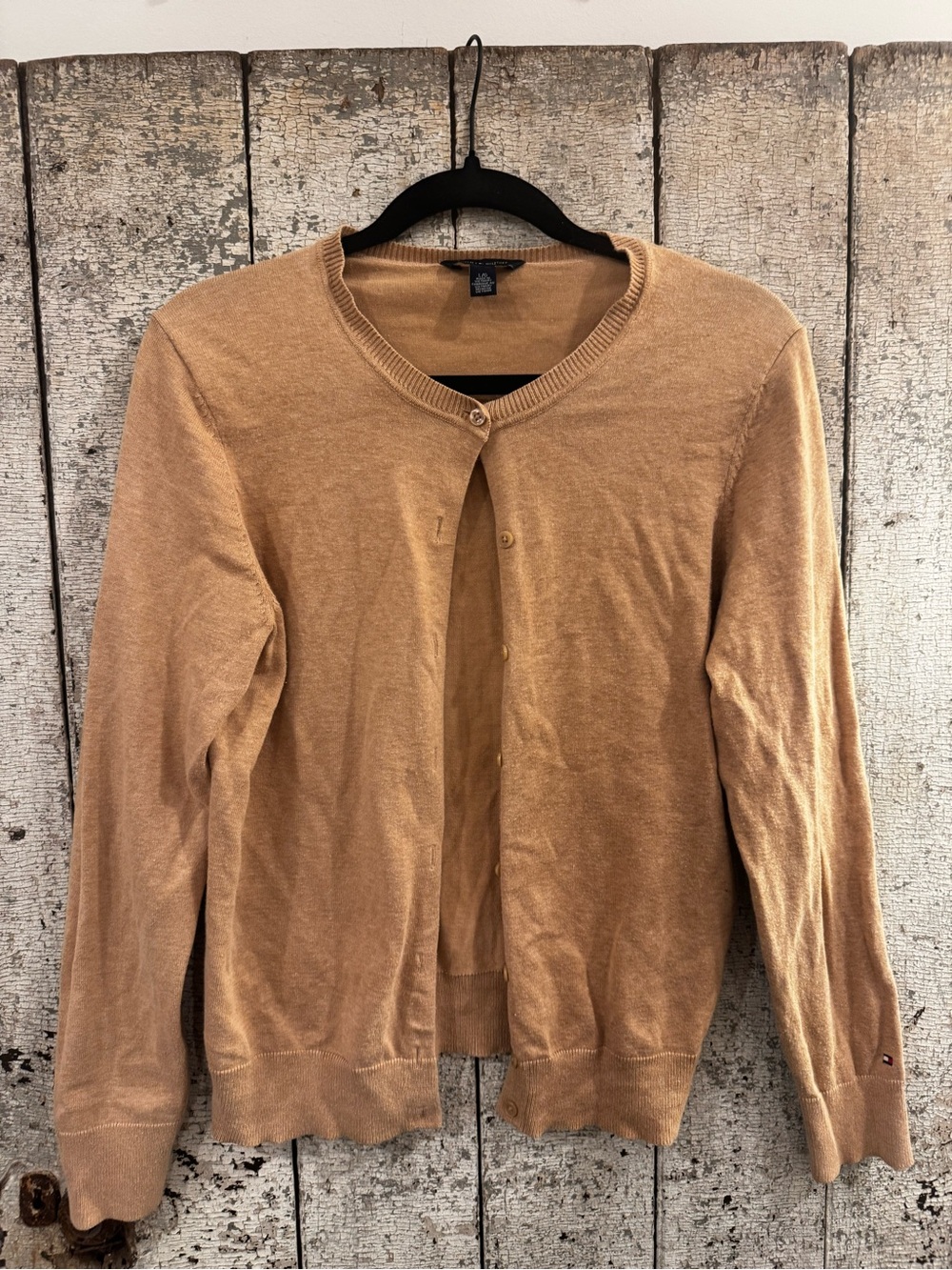 Tommy Hilfiger Women’s Large Camel Tan Button Front Cardigan Sweater